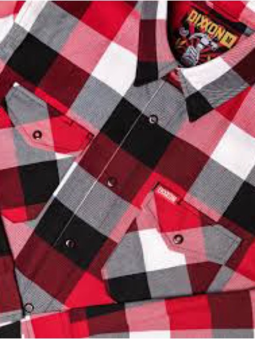 DIXXON men’s 10 year Hammer Red Black White Plaid Button-Down Shirt size XL - Picture 2 of 2